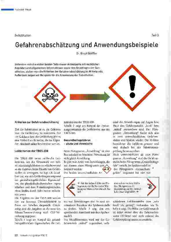 Vorschauseite 1: Gefahrenabschätzung und Anwendungsbeispiele
