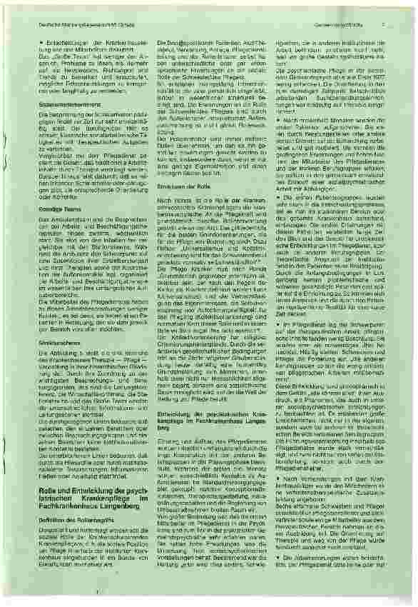 Vorschauseite 6: Die Rolle der psychiatrischen Krankenpflege im gemeindepsychiatrisch orientierten Krankenhaus