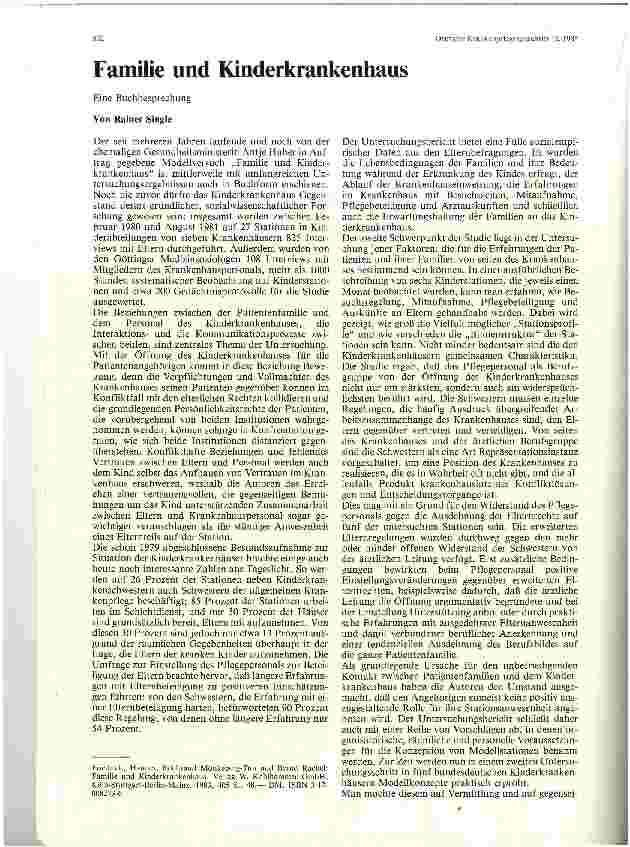 Vorschauseite 1: Familie und Kinderkrankenhaus