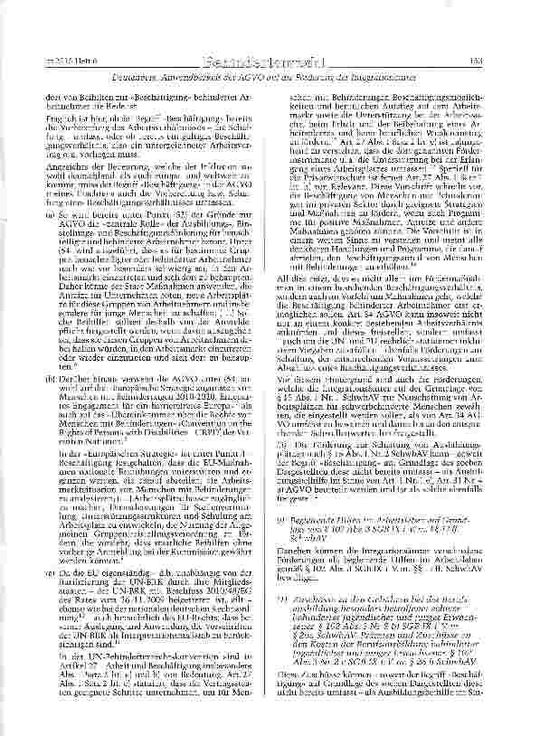 Vorschauseite 3: Anwendbarkeit der AGVO auf die Förde-rungen der Integra-tionsämter an schwer-behinderte Menschen sowie (insbesondere) an deren Arbeitgeber
