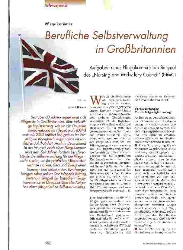 Vorschauseite 1: Berufliche Selbstverwaltung in Großbritannien