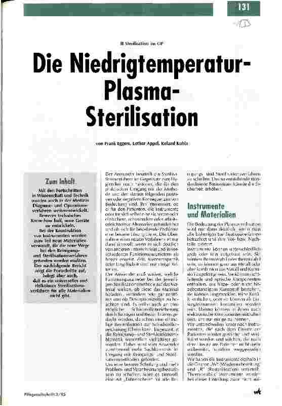 Vorschauseite 1: Die Niedrigtemperatur-Plasma-Sterilisation Sterilisation im OP