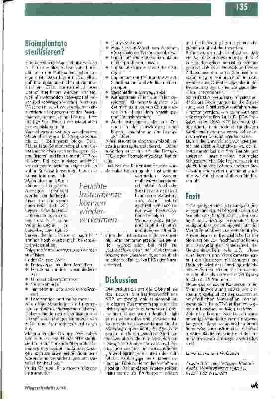 Vorschauseite 5: Die Niedrigtemperatur-Plasma-Sterilisation Sterilisation im OP