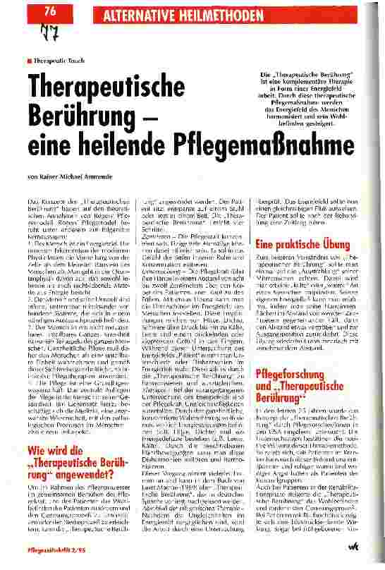 Vorschauseite 1: Therapeutische Berührung - eine heilende Pflegemaßnahme
