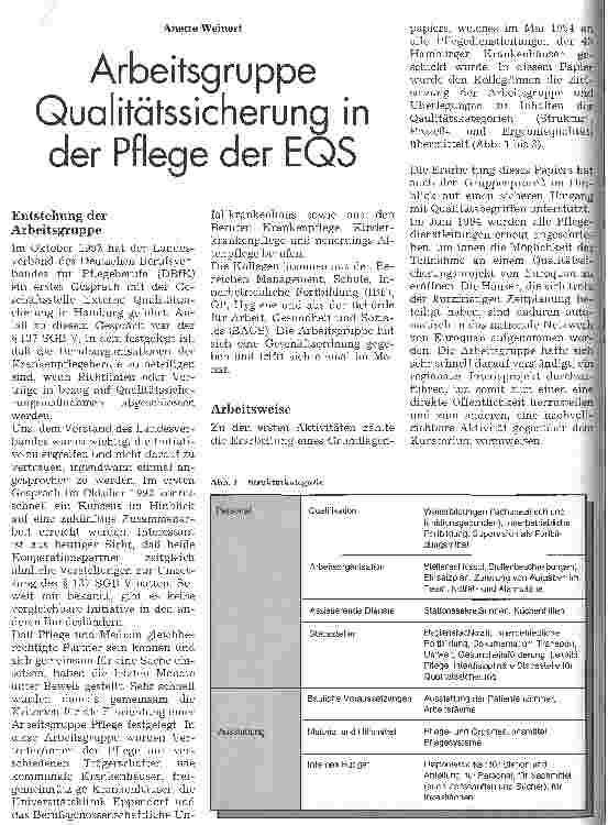 Vorschauseite 1: Arbeitsgruppe Qualitätssicherung in der Pflege der EQS