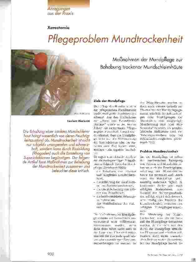 Vorschauseite 1: Pflegeproblem MundtrockenheitMaßnahmen der Mundpflege zur Behebung trockener Mundschleimhäute