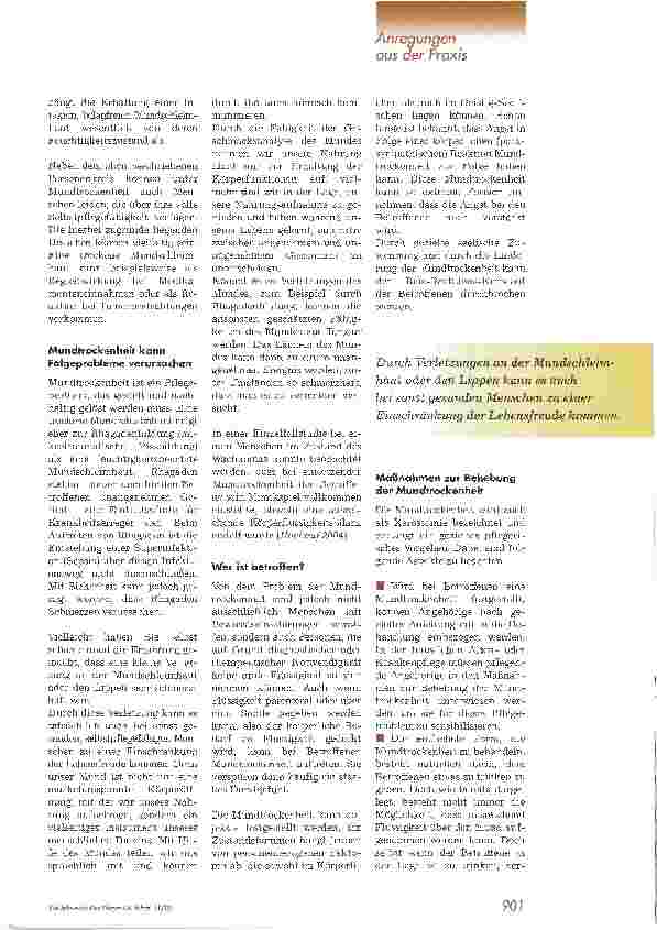 Vorschauseite 2: Pflegeproblem MundtrockenheitMaßnahmen der Mundpflege zur Behebung trockener Mundschleimhäute