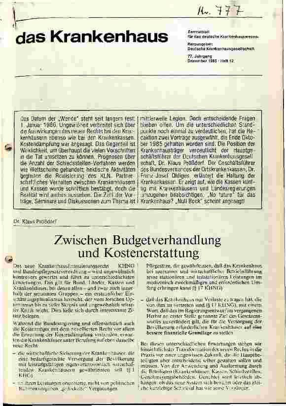 Vorschauseite 1: Zwischen Budgetverhandlung und Kostenerstattung