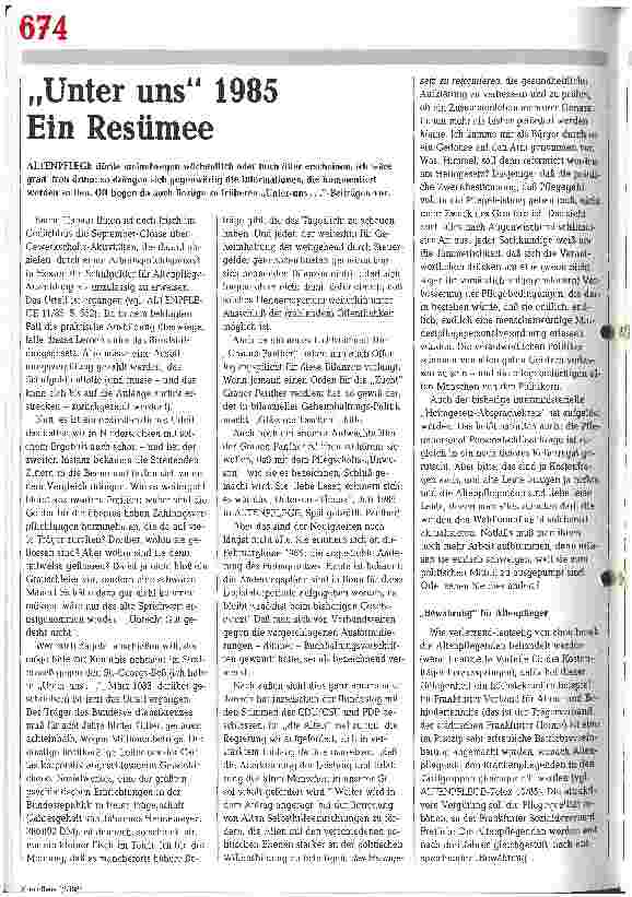 Vorschauseite 1: Unter uns 1985 Ein Resümee