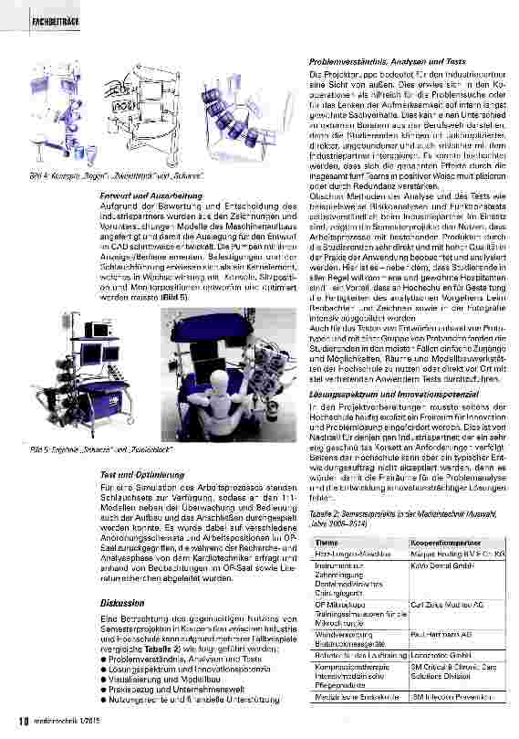 Vorschauseite 3: Innovation und Gestaltung durch Semesterprojekte in Kooperation von Industrie und Hochschule
