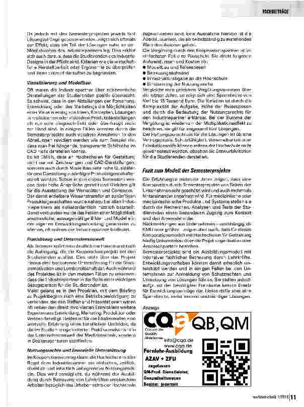 Vorschauseite 4: Innovation und Gestaltung durch Semesterprojekte in Kooperation von Industrie und Hochschule