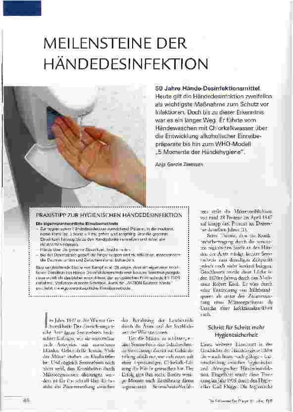 Vorschauseite 1: MEILENSTEINE DER HÄNDEDESINFEKTION