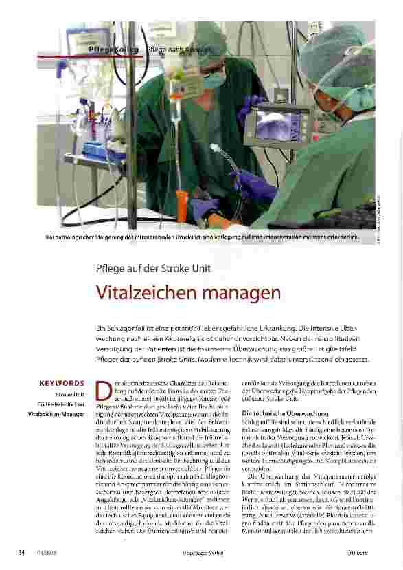 Vorschauseite 1: Pflege auf der Stroke Unit Vitalzeichen managen