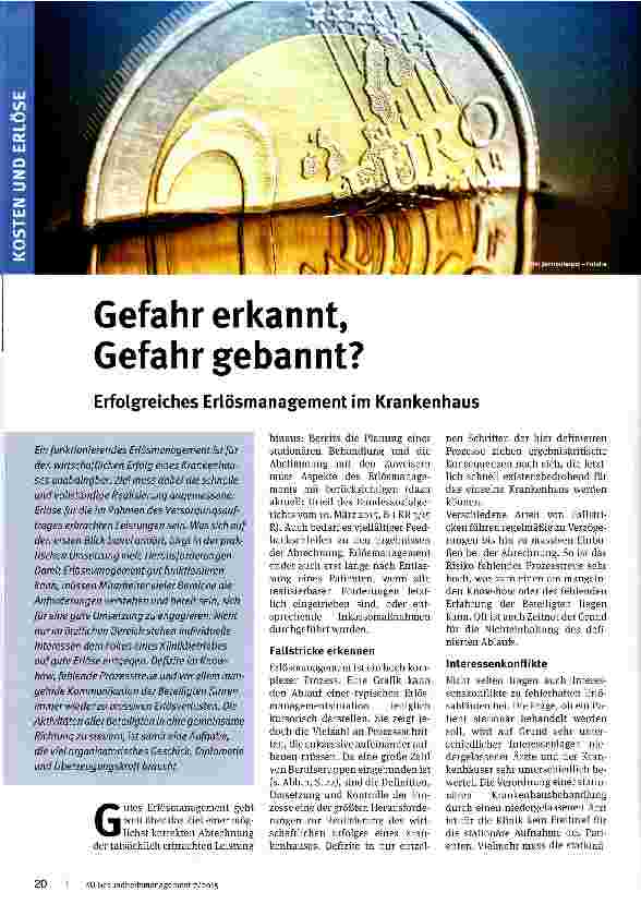 Vorschauseite 1: Gefahr erkannt, Gefahr gebannt? Erfolgreiches Erlösmanagement im Krankenhaus