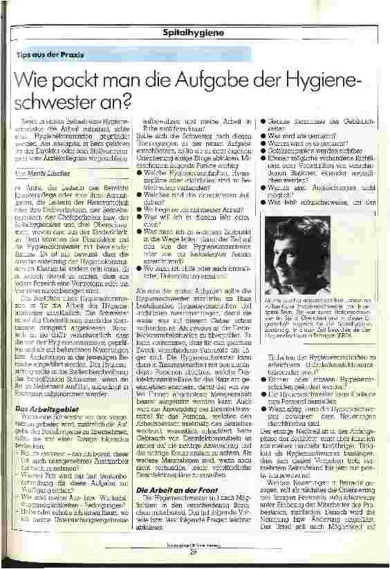 Vorschauseite 1: Wie packt man die Aufgabe der Hygieneschwester an?
