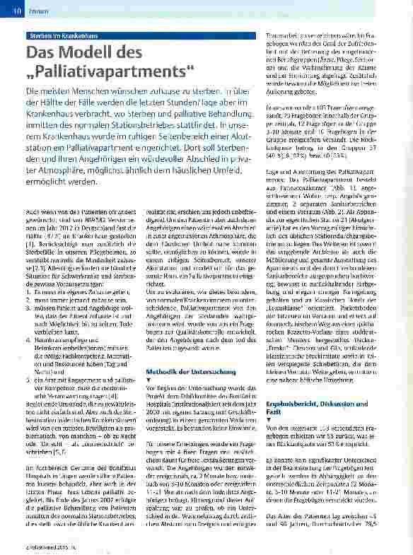 Vorschauseite 1: Das Modell des Palliativapartments