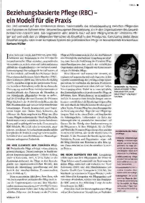 Vorschauseite 1: Beziehungsbasierte Pflege RBO-ein Modell für die Praxis