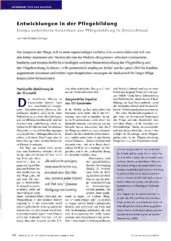 Vorschauseite 1: Entwicklungen in der Pflegebildung