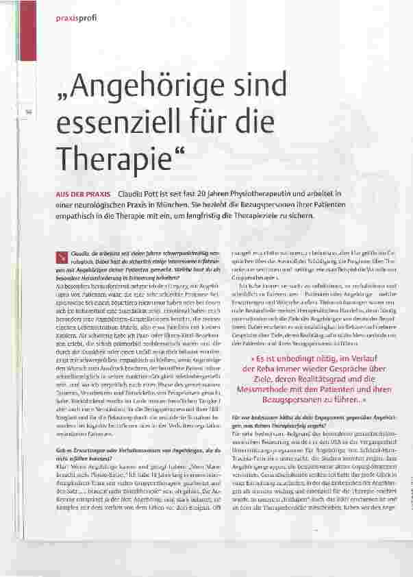 Vorschauseite 1: Angehörige sind essenziell für die Therapie