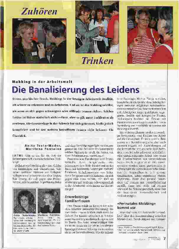 Vorschauseite 1: Die Banalisierung des Leidens. Mobbing in der Arbeitswelt