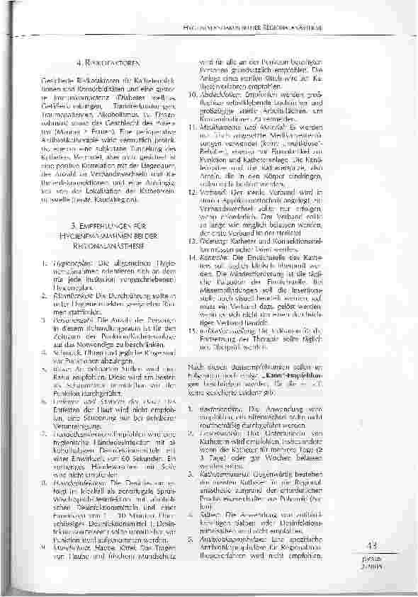 Vorschauseite 2: HYGIENESTANDARDS BEI DER REGIONALANÄSTHESIE