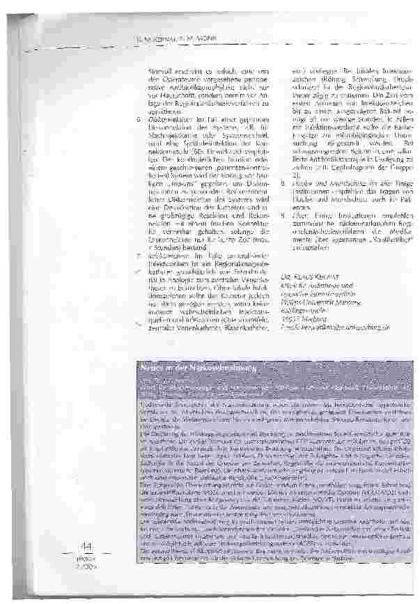 Vorschauseite 3: HYGIENESTANDARDS BEI DER REGIONALANÄSTHESIE