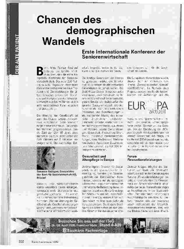 Vorschauseite 1: Chancen des demographischen WandelsErste Internationale Konferenz der Seniorenwirtschaft