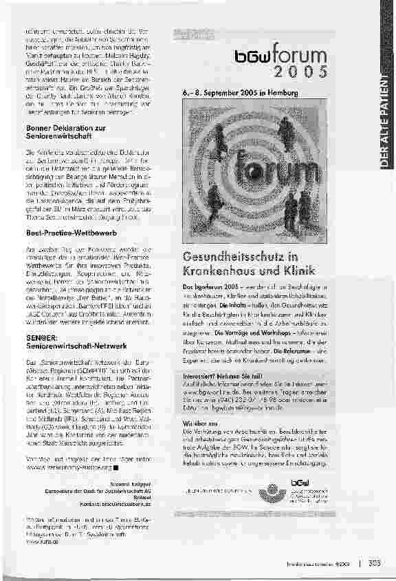Vorschauseite 2: Chancen des demographischen WandelsErste Internationale Konferenz der Seniorenwirtschaft