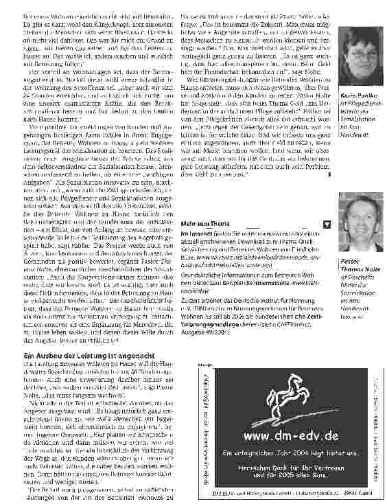 Vorschauseite 6: Eine sinnvolle Verzahnung: Häusliche Pflege und Betreutes WohnenService und Sicherheit bieten