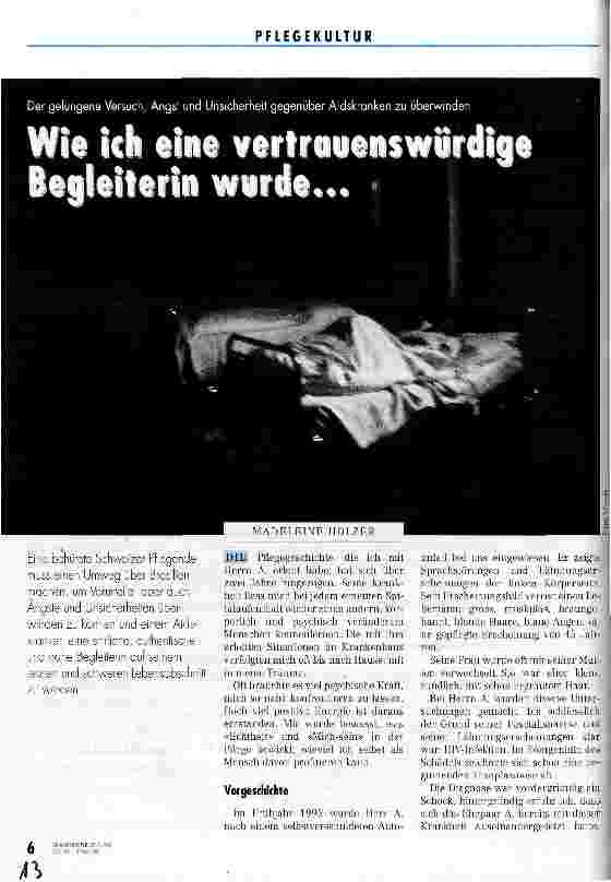 Vorschauseite 1: Wie ich eine vertrauenswürdige Begleiterin wurde Der gelungene Versuch, Angst und Unsicherheit gegenüber Aidskranken zu überwinden