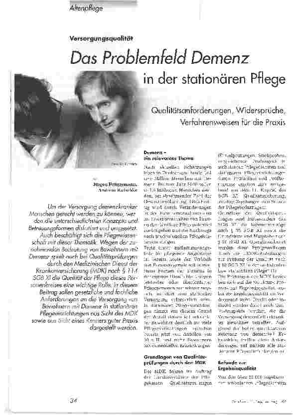 Vorschauseite 1: Das Problemfeld Demenz in der stationären PflegeQualitätsanforderungen, Widersprüche, Verfahrensweisen für die Praxis