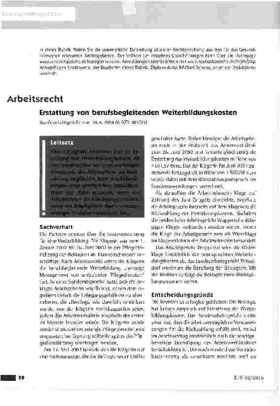 Vorschauseite 1: Erstattung von berufsbegleitenden Weiterbildungskosten