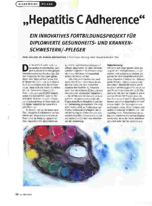 Vorschauseite 1: Hepatitis C AdherenceEIN INNOVATIVES FORTBILDUNGSPROJEKT FÜR DIPLOMIERTE GESUNDHEITS- UND KRANKENSCHWESTERN/-PFLEGER