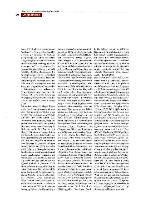 Vorschauseite 2: Die standardisierte Fremdeinschätzung von Schmerzen bei bewusstseinsbeeinträchtigten Patienten mit dem Zürich Observation Pain Assessment (ZOPA®) auf einer neurochirurgischen Inte…