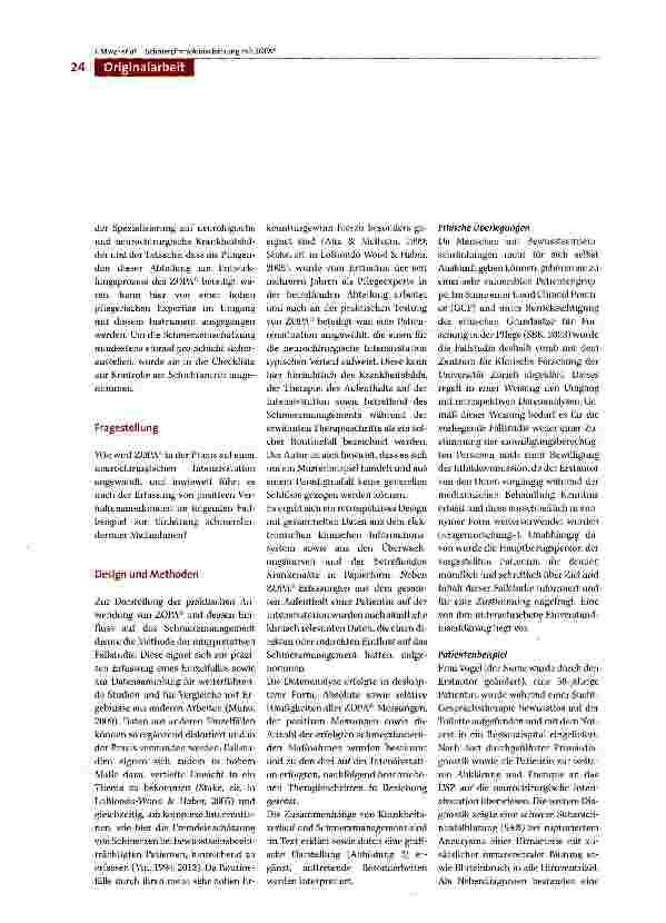 Vorschauseite 6: Die standardisierte Fremdeinschätzung von Schmerzen bei bewusstseinsbeeinträchtigten Patienten mit dem Zürich Observation Pain Assessment (ZOPA®) auf einer neurochirurgischen Inte…