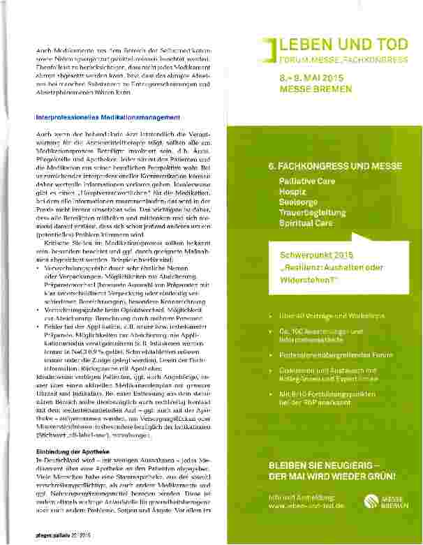 Vorschauseite 4: Tropfen, Tabletten & Co. - Arzneimitteltherapie in der Palliative Care