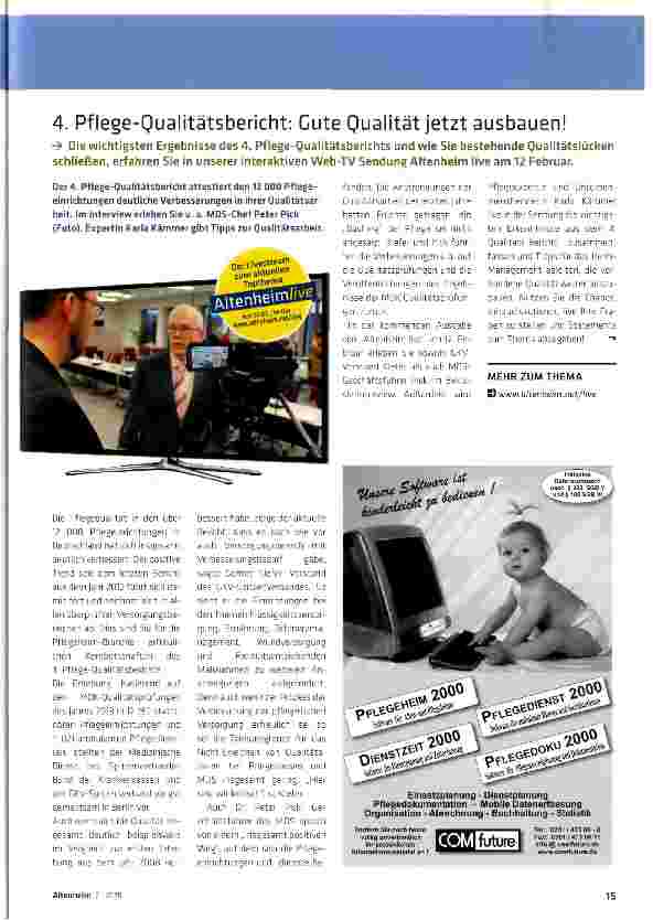 Vorschauseite 1: 4. Pflege-Qualitätsbericht: Gute Qualität jetzt ausbauen!