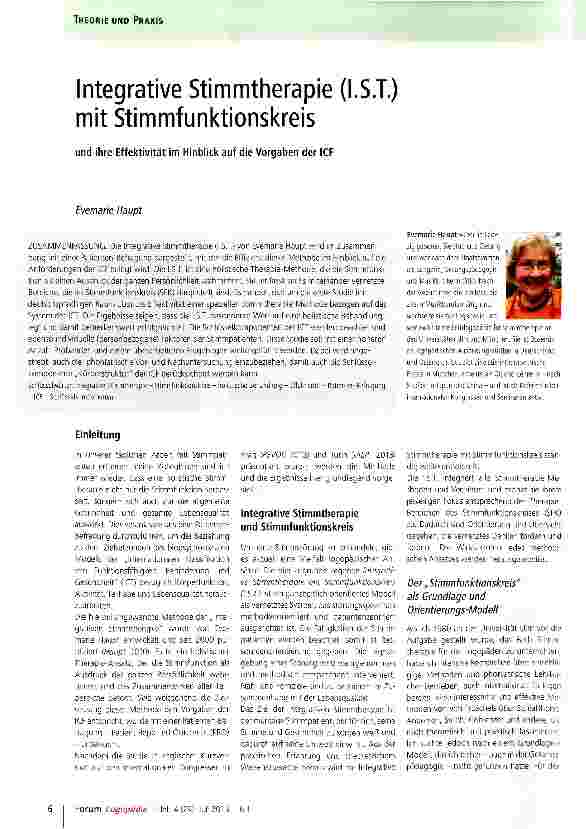 Vorschauseite 1: Integrative Stimmtherapie (I. S. T. ) mit Stimmfunktionskreis