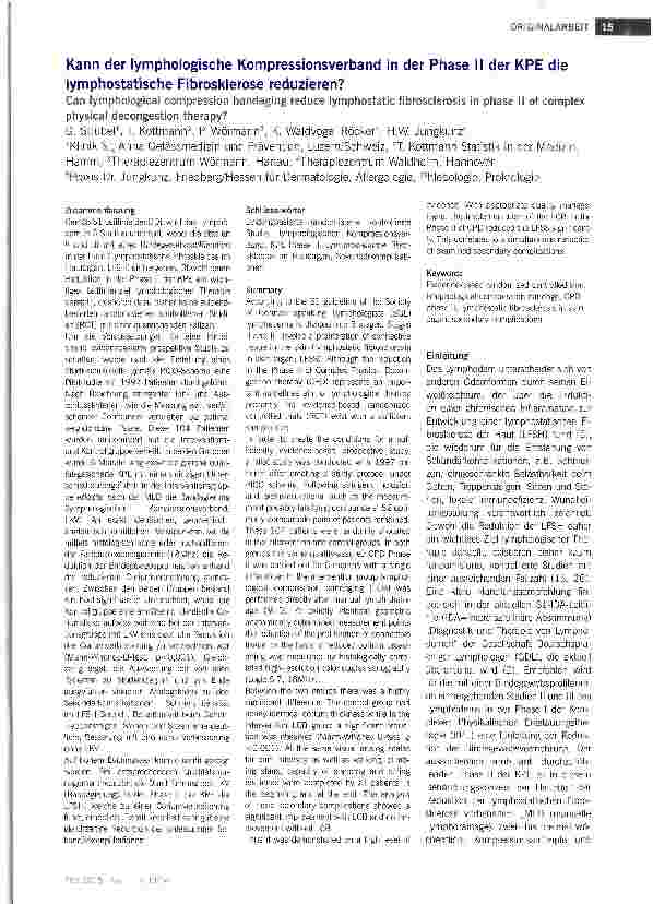 Vorschauseite 1: Kann der lymphologische Kompressionsverband in der Phase II der KPE die lymphostatische Fibrosklerose reduzieren?
