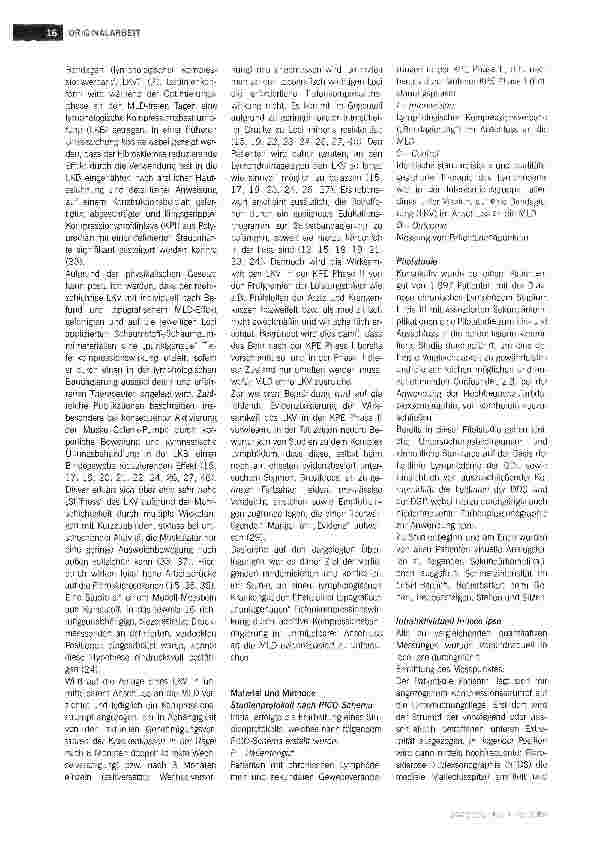 Vorschauseite 2: Kann der lymphologische Kompressionsverband in der Phase II der KPE die lymphostatische Fibrosklerose reduzieren?