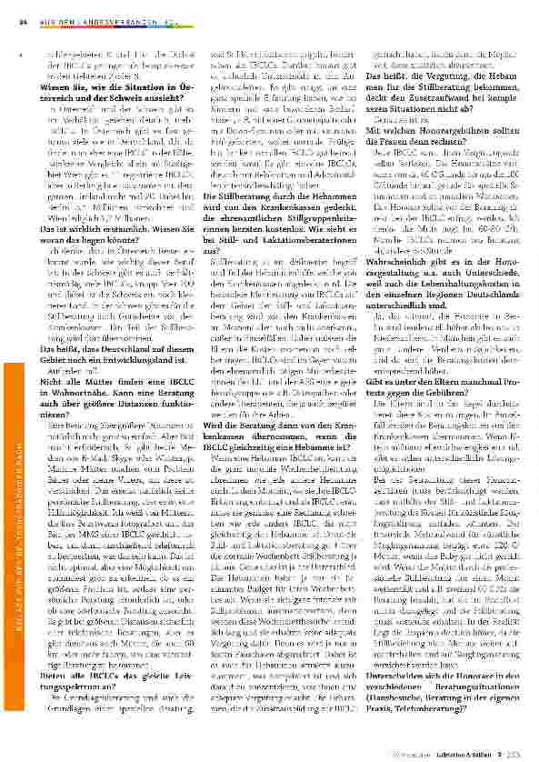 Vorschauseite 2: Der BDL erläutert die Rolle der IBCLC in der Stillförderung in Deutschland