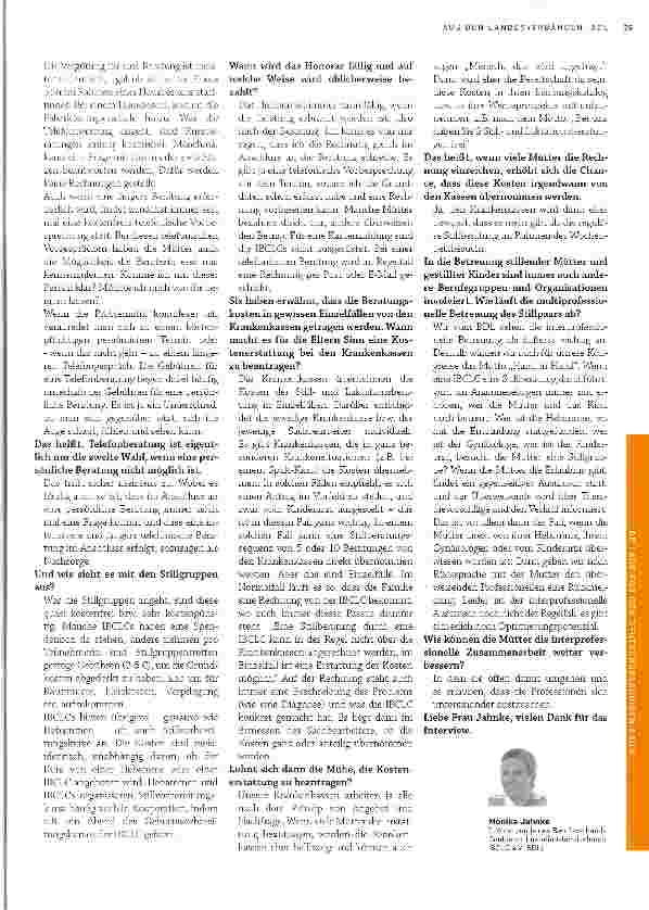 Vorschauseite 3: Der BDL erläutert die Rolle der IBCLC in der Stillförderung in Deutschland