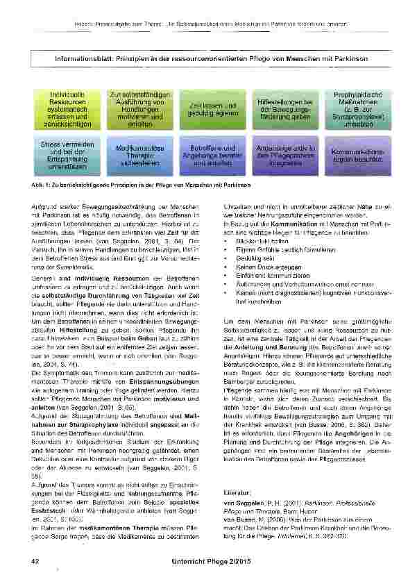 Vorschauseite 3: Praxisaufgabe zum Thema: „Die Selbstständigkeit eines Menschen mit Parkinson fördern und erhalten