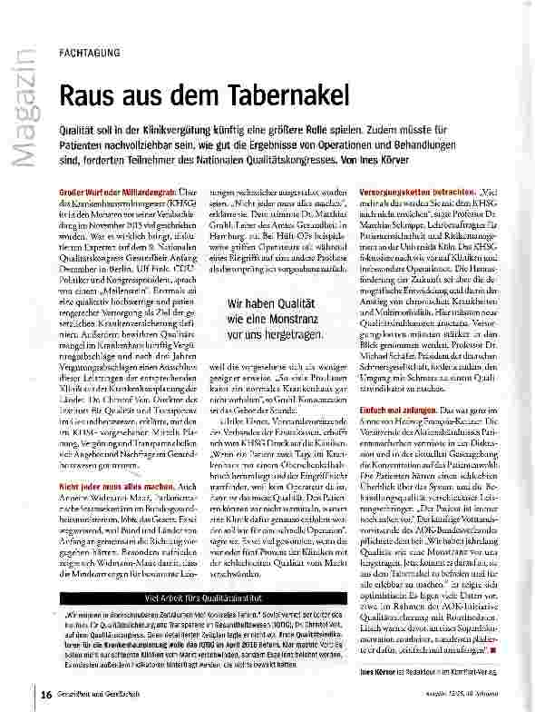 Vorschauseite 1: Raus aus dem Tabernakel