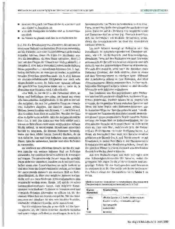 Vorschauseite 4: Was bedeuten aphasische Symptome? Die Position von Goldstein und Gelb