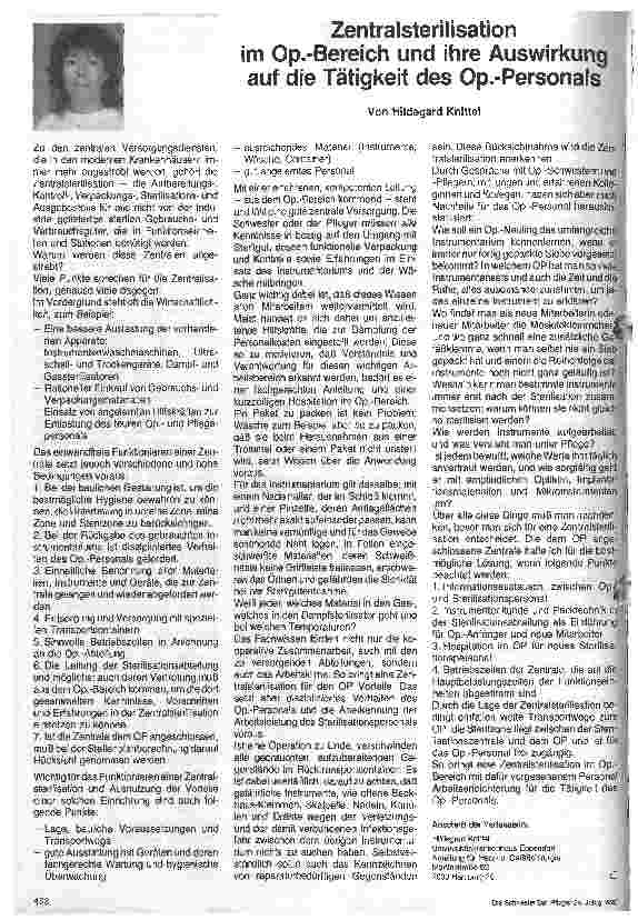 Vorschauseite 1: Zentralsterilisation im OP-Bereich und ihre Auswirkung auf die Tätigkeit des OP-Personals
