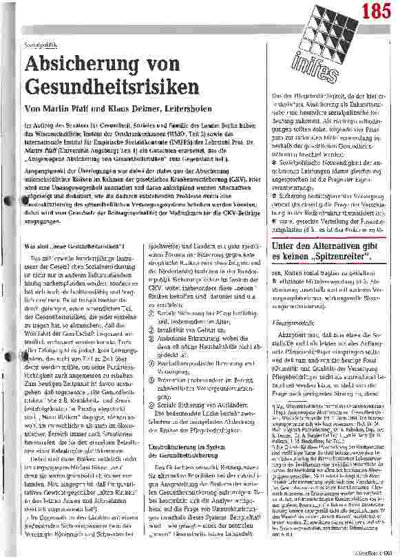 Vorschauseite 1: Absicherung Gesundheitsrisiken.
