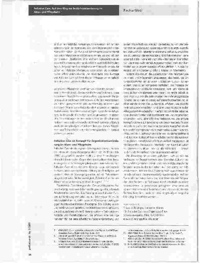 Vorschauseite 3: Palliative Care: Auf dem Weg zur Bedürfnisorientierung im Altenund Pflegeheim