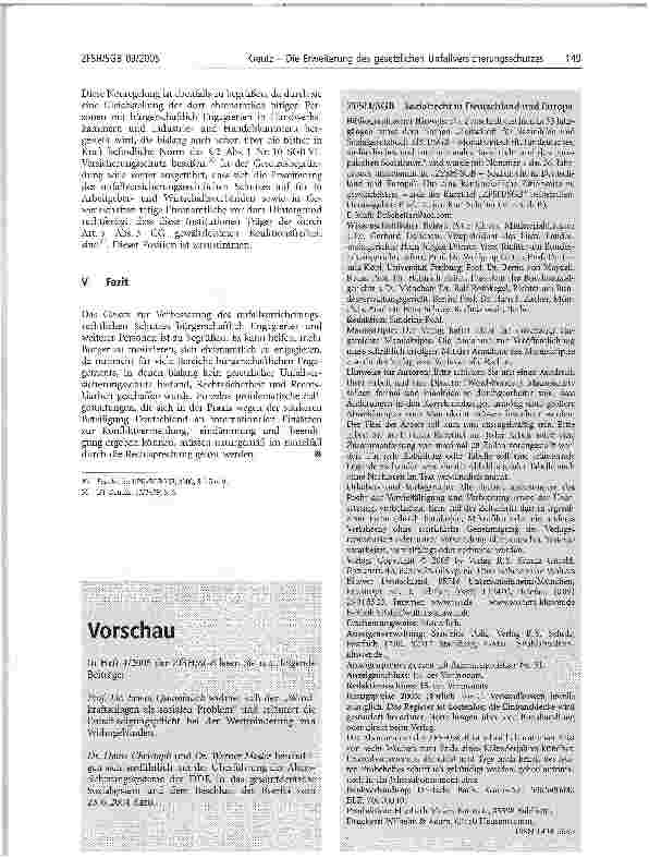 Vorschauseite 5: Die Erweiterung des gesetzlichen Unfallversicherungsschutzes durch das Gesetz zur Verbesserung des unfallversicherungsrechtlichen Schutzes bürgerschaftlich Engagierter