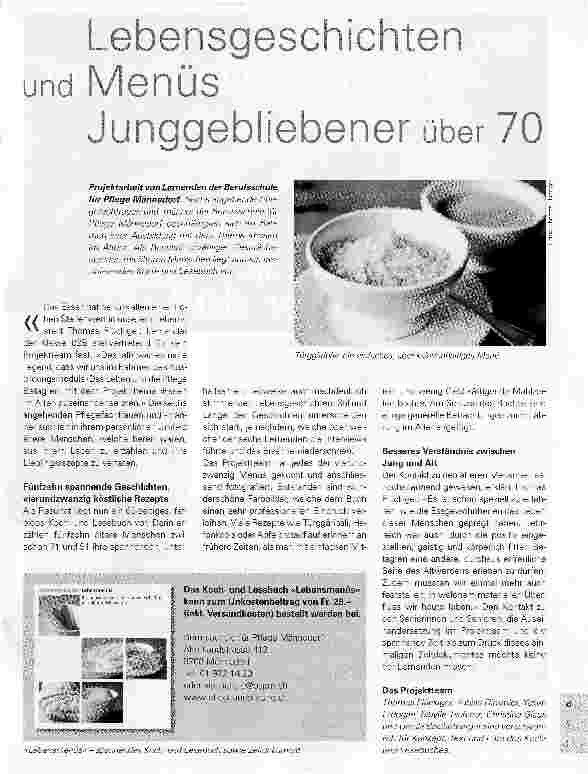 Vorschauseite 1: Lebensgeschichten und MenüsJunggebliebener über 70